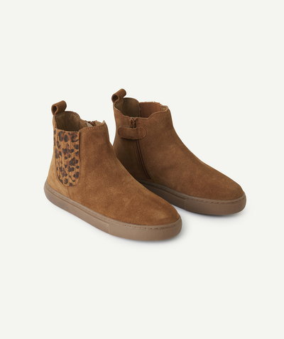 CategoryModel (8825061048462@22)  - bottines fille en cuir camel avec détails léopard