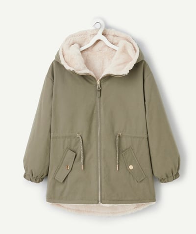 CategoryModel (8824668061838@546)  - kaki en witte omkeerbare parka voor meisjes