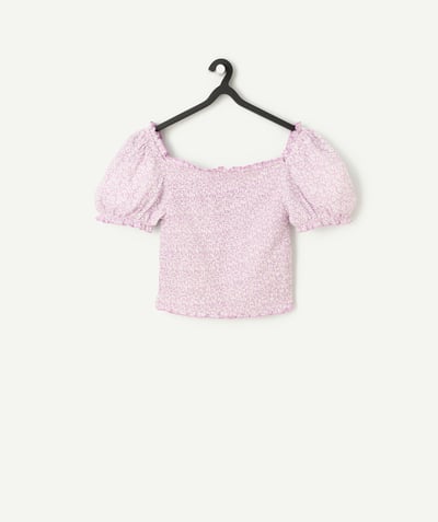 CategoryModel (8821764751502@435)  - T-shirt met korte mouwen voor meisjes in lila viscose met bloemenprint