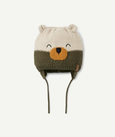 CategoryModel (8825846792334@85)  - Bonnet bébé garçon ourson en fibres recyclées beige et kaki