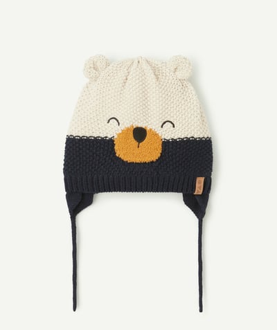 CategoryModel (8824896913550@783)  - Beanie in beige en zwarte gerecyclede vezels voor babyjongens