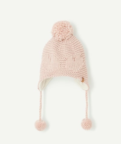 CategoryModel (8821752103054@1937)  - Bonnet bébé fille en fibres recyclées rose en tricot doux