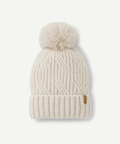 CategoryModel (8826175029390@162)  - Bonnet fille écru torsadé et avec pompon