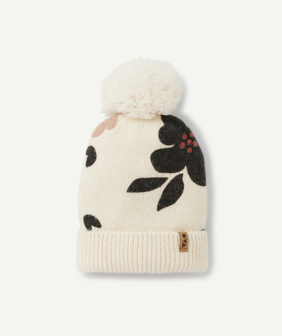 CategoryModel (8821760917646@357)  - Bonnet fille écru en fibres recyclées à motifs floraux