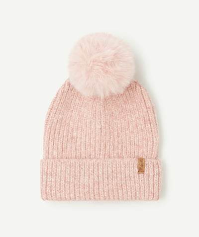 CategoryModel (8821760262286@2590)  - Bonnet fille rose chiné avec pompon