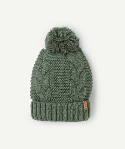 CategoryModel (8824928993422@14)  - Bonnet garçon en fibres recyclées en tricot torsadé vert