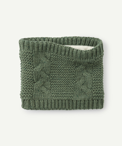 CategoryModel (8824765644942@326)  - Snood garçon en fibres recyclées vert en tricot torsadé