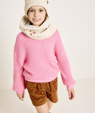 CategoryModel (8826174505102@93)  - snood tricot fille en fibres recyclées écru avec broderies petites fleurs