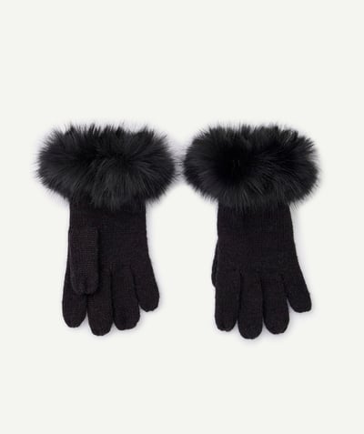 CategoryModel (8826174800014@80)  - Gants noirs fille en fibres recyclées avec fourrure