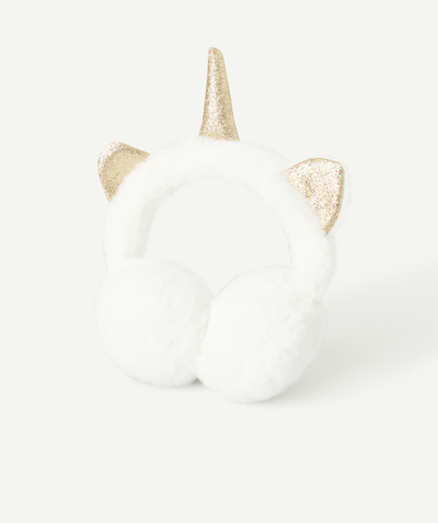 CategoryModel (8826633224334@368)  - Cache-oreilles fille en fibres recyclées licorne blanc et doré