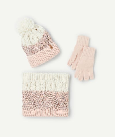 CategoryModel (8824765644942@326)  - Set tricot fille en fibres recyclées rose et blanc