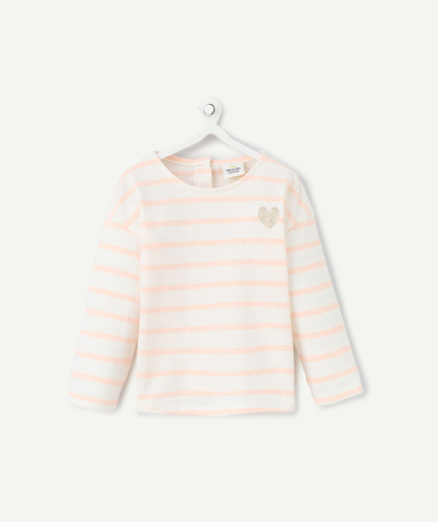 CategoryModel (8821752332430@743)  - T-shirt met korte mouwen ecru gestreept oranje koraal voor babymeisjes