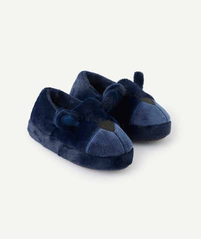 CategoryModel (8825061113998@17)  - Zachte marineblauwe jongensslippers in teddybeerstijl