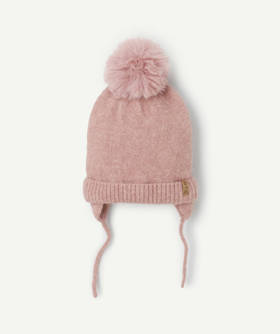 CategoryModel (8824928927886@20)  - Roze muts met pompon van gerecyclede vezels voor babymeisjes