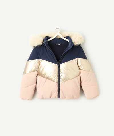 CategoryModel (8821758066830@3387)  - doudoune fille en rembourrage recyclé avec bandes rose gold et bleu