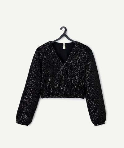 CategoryModel (8821765701774@1386)  - blouse manches longues filles en sequins recyclées noir