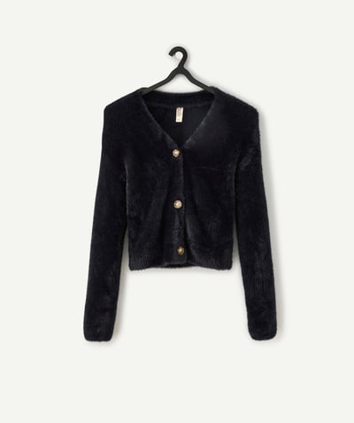 CategoryModel (8821765701774@1386)  - cardigan fille en fibres recyclées tout doux noir