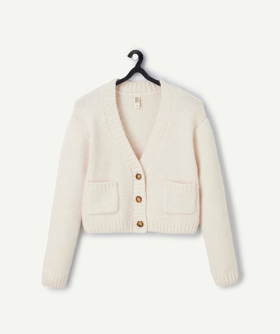 CategoryModel (8821758656654@842)  - Cardigan fille en fibres recyclées écru