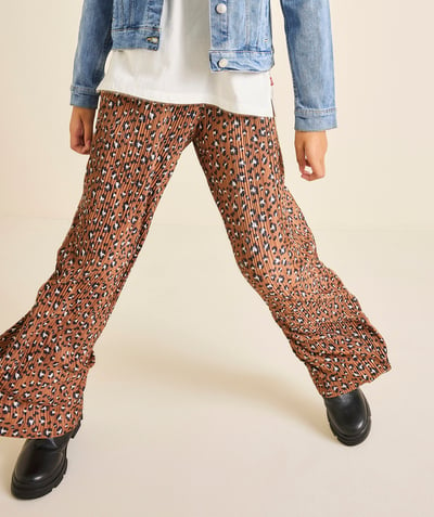 CategoryModel (8826176241806@1068)  - Broek met wijde pijpen en luipaardprint voor meisjes in bruine gerecyclede vezels