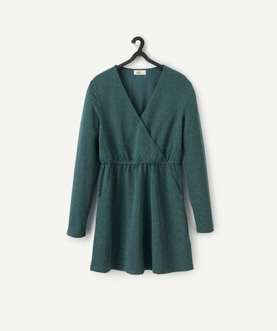 CategoryModel (8821752234126@3681)  - Jurk met lange mouwen en metallic groene double-breasted voorkant