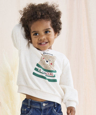 CategoryModel (8821752889486@5611)  - sweatshirt met lange mouwen in ecru gerecyclede vezels voor babyjongens met berenmotief