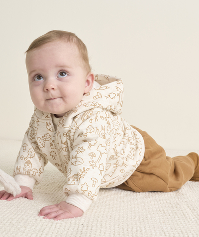 CategoryModel (8824765120654@135)  - gilet zippée bébé garçon en fibres recyclées écru imprimé forêt