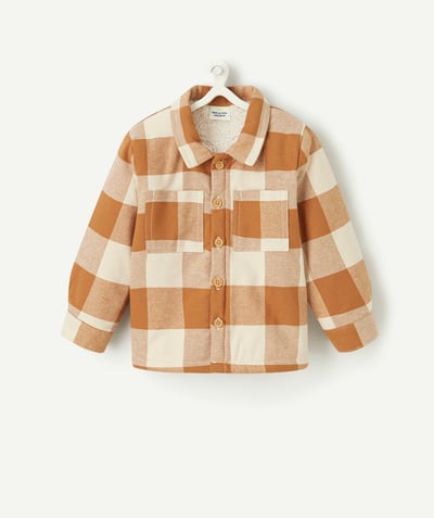 CategoryModel (8821758361742@10195)  - chemise manches longues à carreaux bébé garçon camel et crème