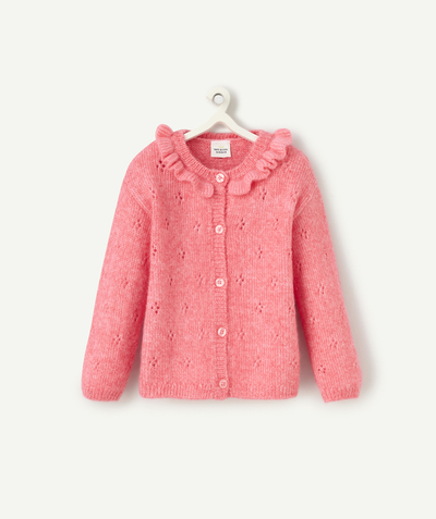 CategoryModel (8824667504782@130)  - Cardigan bébé fille en maille rose avec col festonné