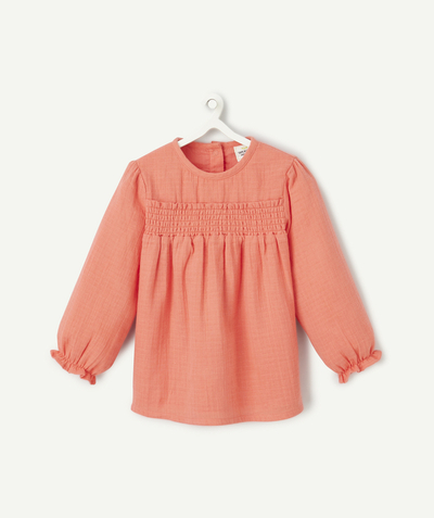 CategoryModel (8821752201358@65)  - blouse manche longues bébé fille en gaze de coton corail