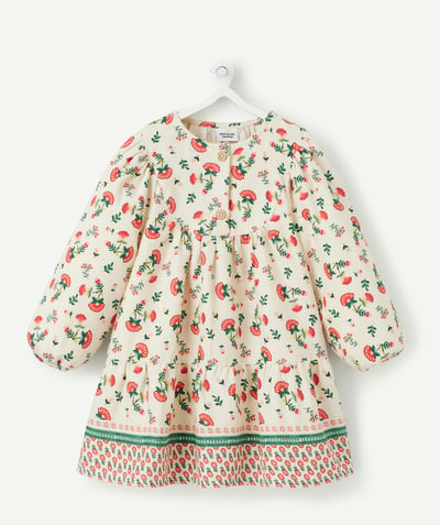 CategoryModel (8824896848014@10)  - beige jurk voor babymeisjes met bloemenprint en lange mouwen