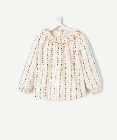 CategoryModel (8821752201358@65)  - Chemise bébé fille à fleurs avec col volanté et manches bouffantes