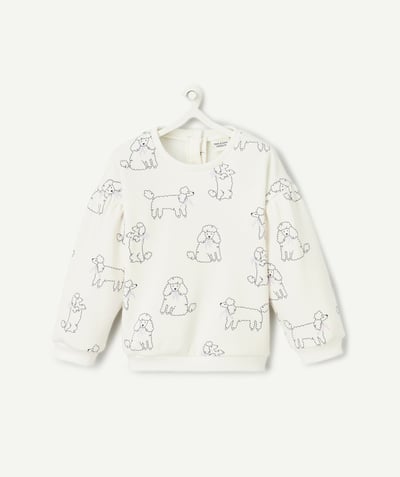 CategoryModel (8824666751118@2678)  - Sweater met lange mouwen voor babymeisjes in witte hondenprint van gerecyclede vezels