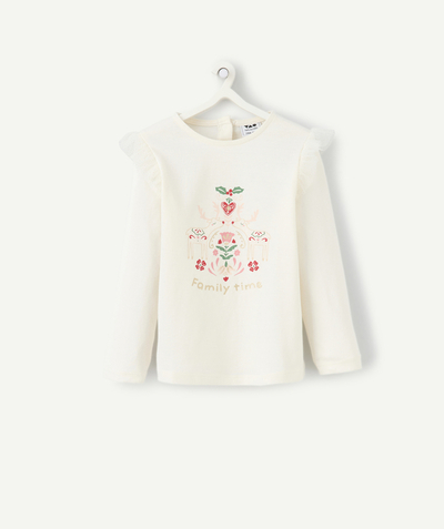 CategoryModel (8825354879118@35)  - T-shirt met lange mouwen voor babymeisjes in ecru met ruches op de schouders