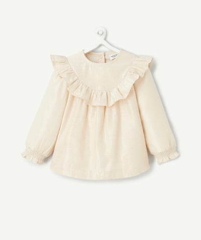 CategoryModel (8821752103054@2080)  - Chemise bébé fille manches longues beige doux avec col volanté