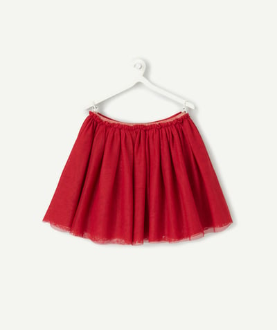 CategoryModel (8821752463502@414)  - jupe bébé fille en tulle rouge avec liserés couleur dorée