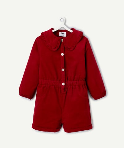 CategoryModel (8821758361742@10199)  - bordeauxrode corduroy jumpsuit met korte broek voor babymeisjes