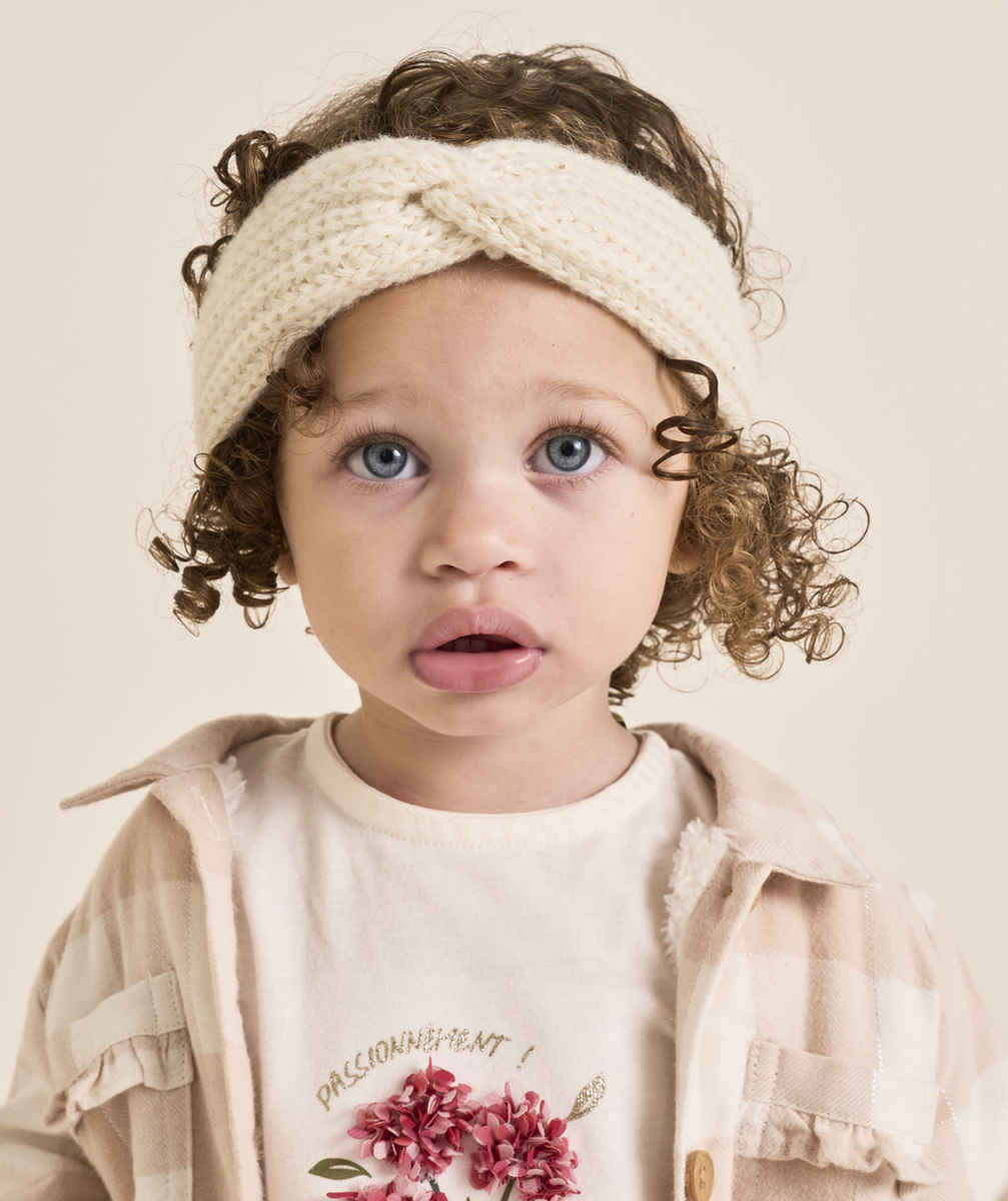   - Bandeau bébé fille torsadé en fibres recyclées beige