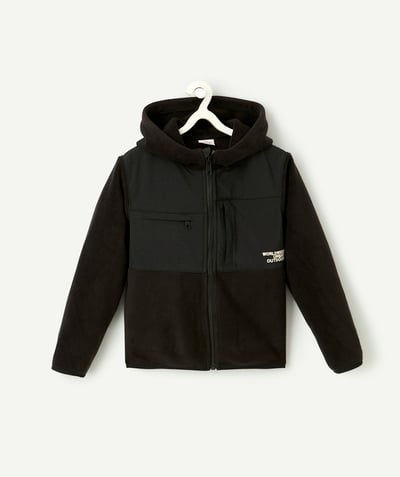 CategoryModel (8824668848270@14)  - veste polaire garçon noir avec poches zippées et message