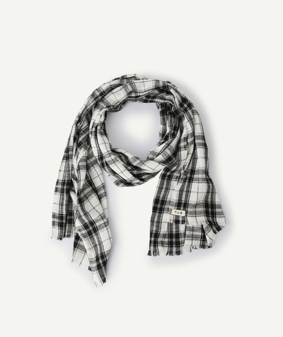 CategoryModel (8824928927886@20)  - foulard garçon en fibres recyclées à carreaux noir et blanc