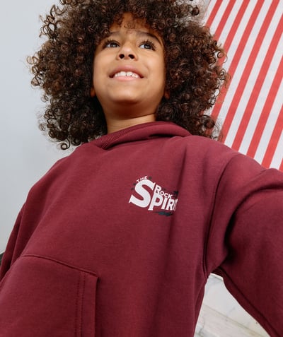 CategoryModel (8824896946318@575)  - Sweat pour garçon bordeaux à capuche avec écritures