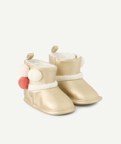 CategoryModel (8825487818894@245)  - Chaussons bébé fille dorés avec détail colorés