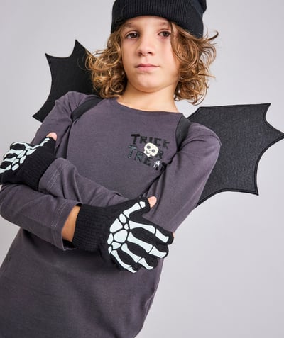 CategoryModel (8821764587662@20965)  - Jongens-T-shirt met lange mouwen van gerecyclede vezels met Halloween-motief en -schrift