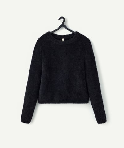 CategoryModel (8824667570318@1406)  - pull fille en fibres recyclées tout doux noir