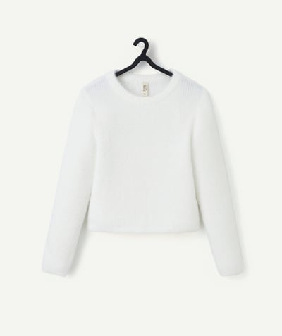 CategoryModel (8826176340110@246)  - pull fille en fibres recyclées tout doux blanc