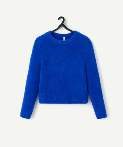 CategoryModel (8824667570318@1406)  - pull manches longues fille en fibres recyclées tout doux bleu roi