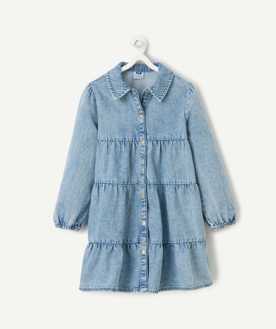 CategoryModel (8821759639694@7639)  - Robe fille en denim avec effet volanté