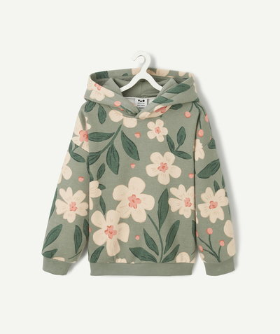 CategoryModel (8824666849422@279)  - Sweat fille à capuche imprimé floral vert et rose