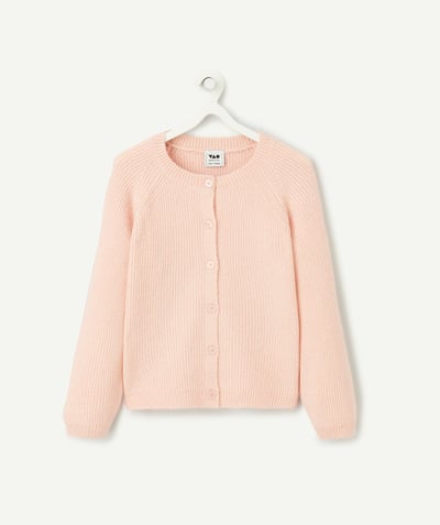 CategoryModel (8826176274574@2)  - cardigan fille en fibres recyclées et tricot rose