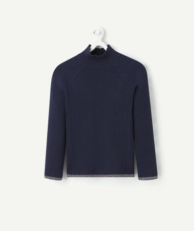 CategoryModel (8821758656654@883)  - Pull fille en coton bio bleu marine