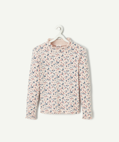 CategoryModel (8825585336462@4)  - Sous-pull fille en coton bio imprimé fleuri côtelé